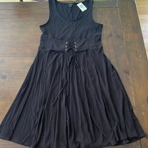 Torrid NWT size 1  1X  14-16  Black Ribbed Laceup Waist Skatwr Dress